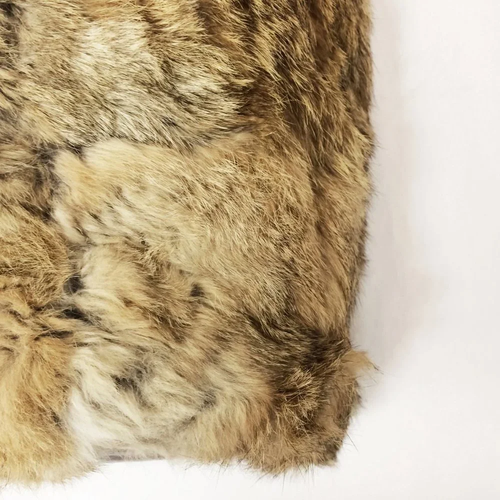 Tory Burch Genuine Rabbit Fur Shoulder Bag Natural Brown Gold Chain Strap